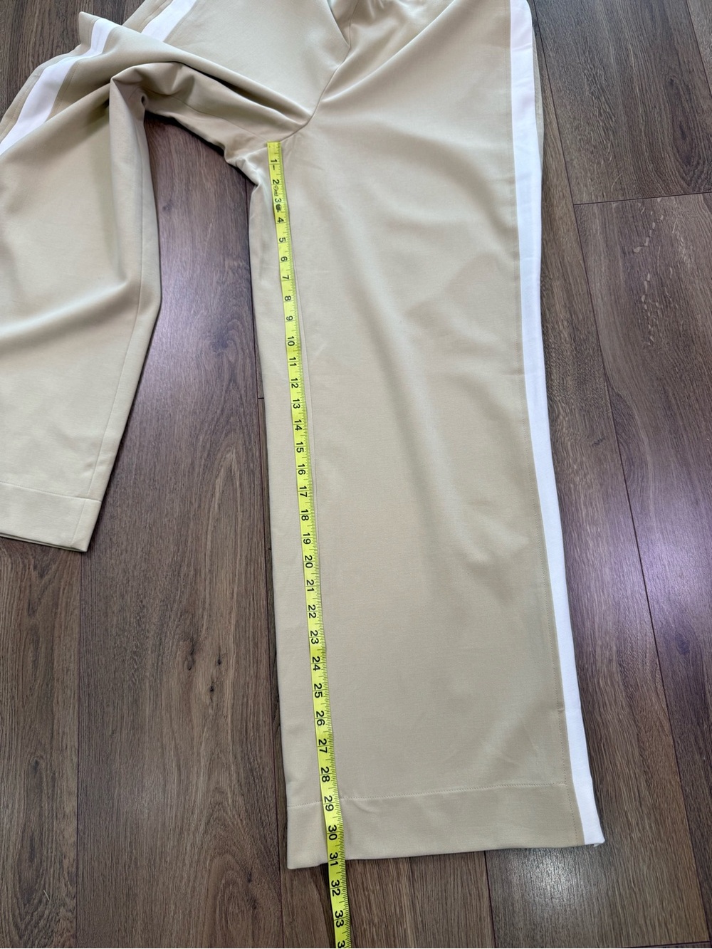 NWT Boden Pull On Side Stripe Trousers Ankle Zip Beige Size 14 Regular - Picture 14 of 14